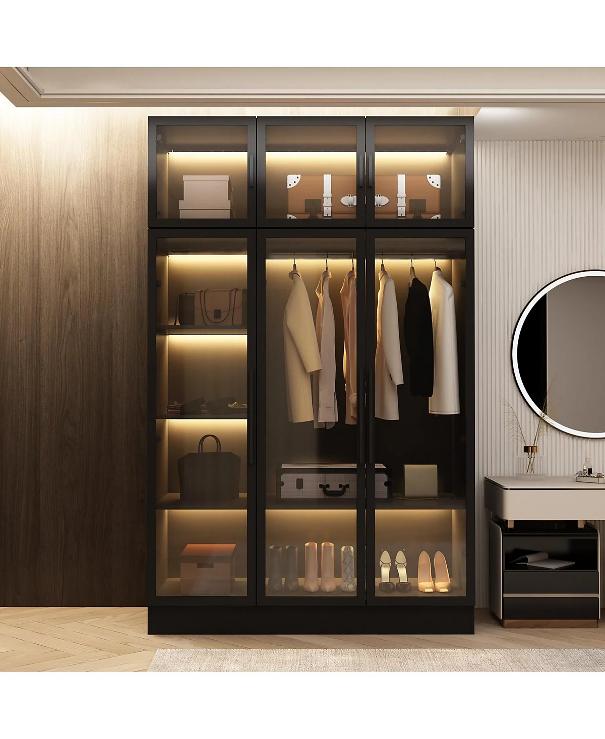 Ölçünüze Göre Aleminyum Metal Çerçeveli Reflekte Cam Kapak Giyinme Dolabı Modelleri